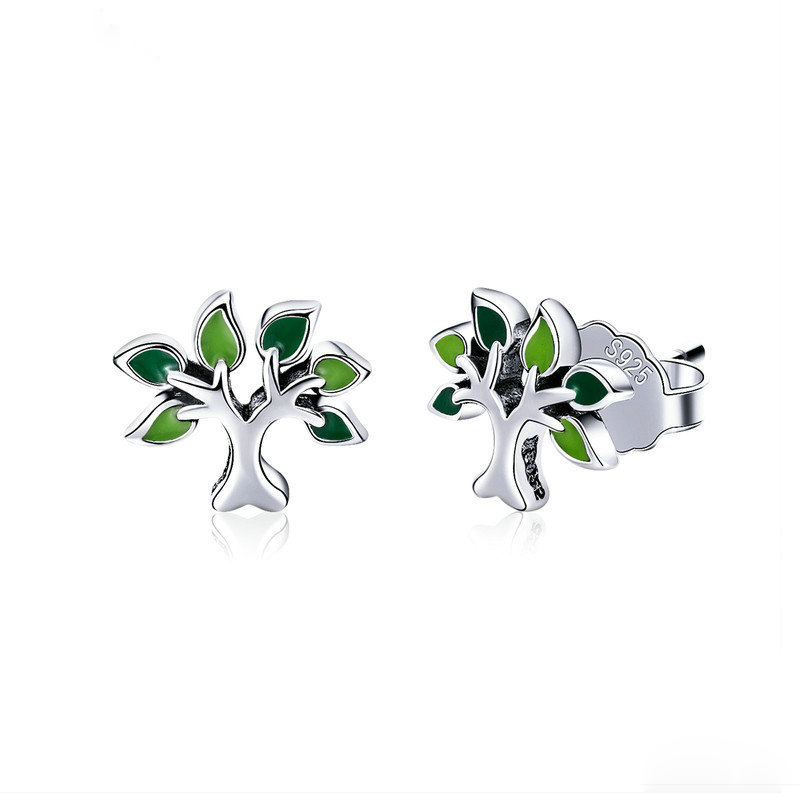 Tree of life 925 sterling silver earrings minimalist vintage stud earrings jewelry in stock wholesale