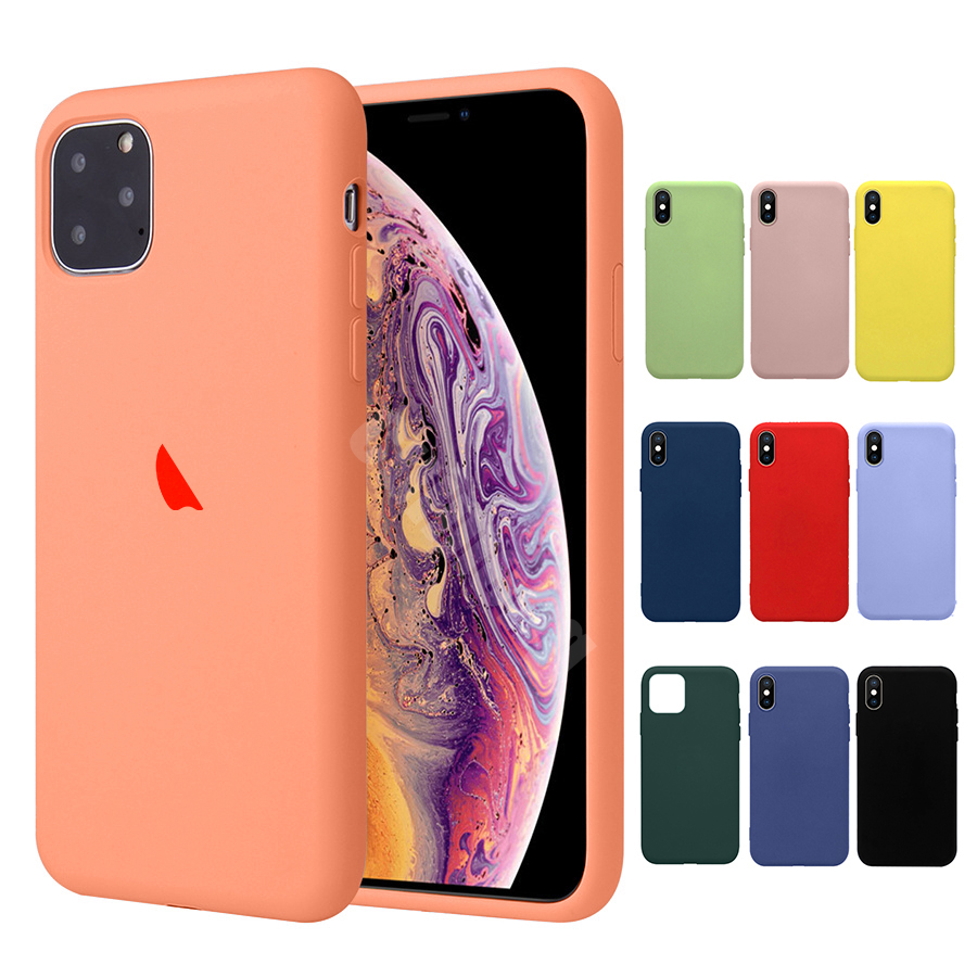Силиконовый чехол для iphone X Xs Xr 11 12 mini 12 pro max, с подкладкой из микрофибры, 64 цвета