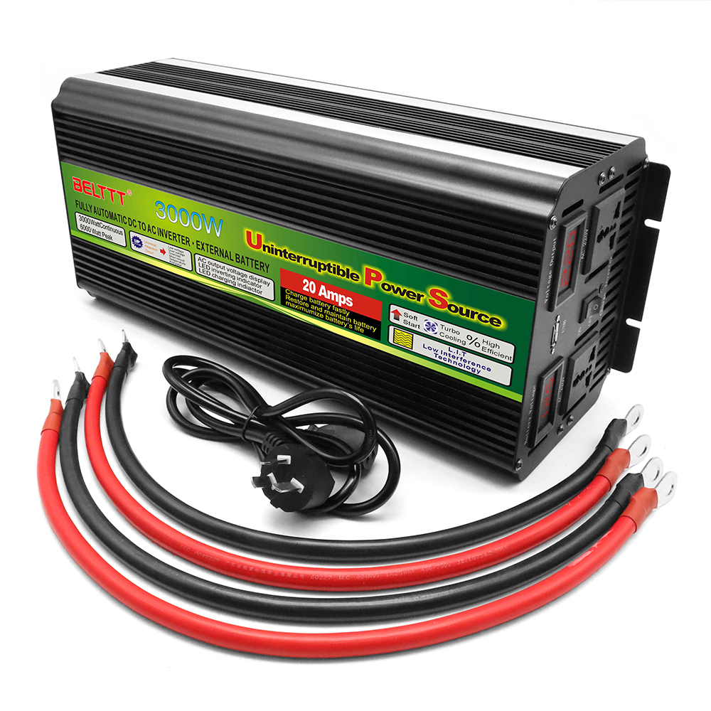 Free shipping 1000w 1500w 2000w 3000w ups 12v 24v 220v Modified sine wave inverter with charger outdoor energy power supply