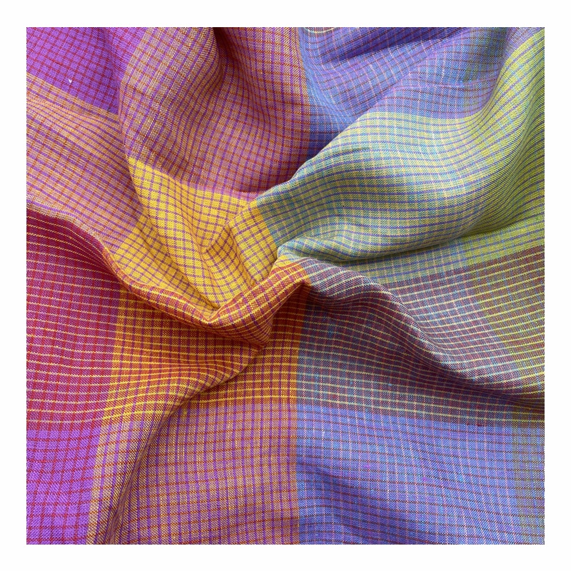 100% linen fabric colorful yarn woven fabric for clothing ready to ship