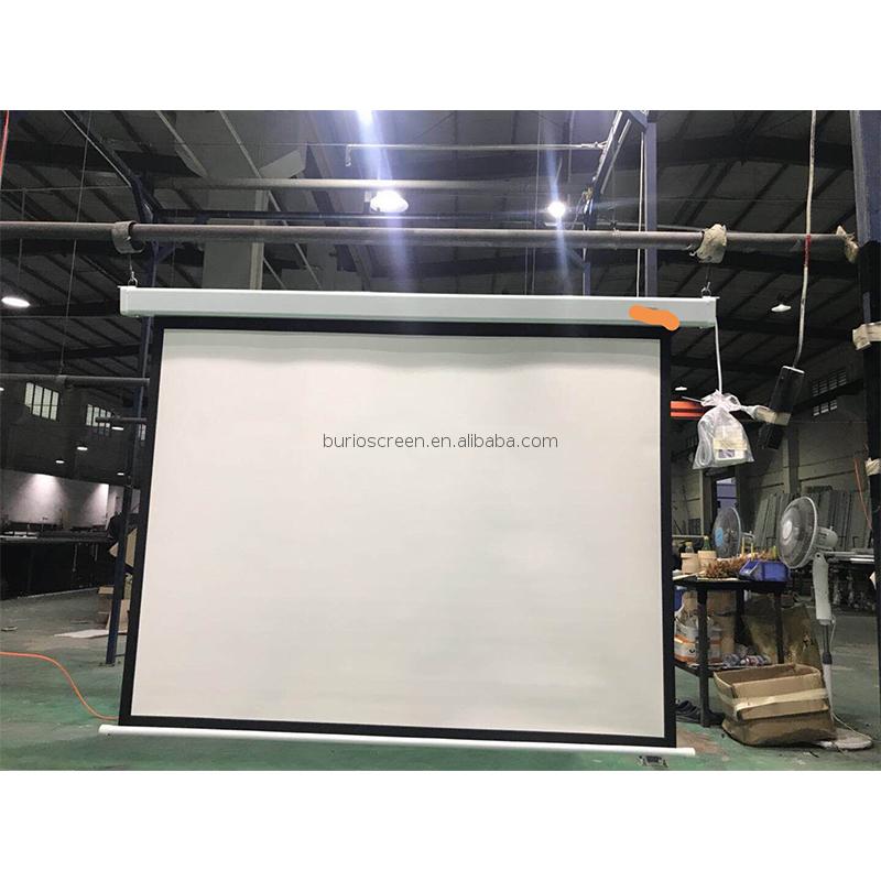 Square case 3d electric screen 300 projector 200 inch motorized