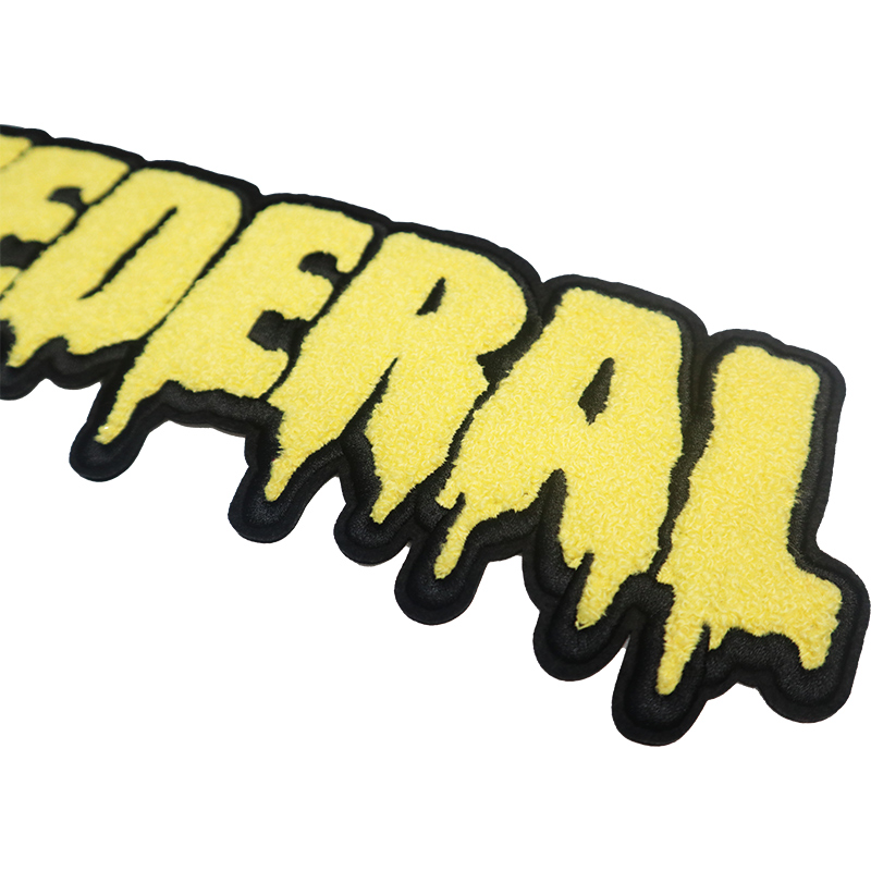 Embroidery Wholesale Custom Good Quality Chenille Gold Glitter Edge Letter Shirt Patches Iron