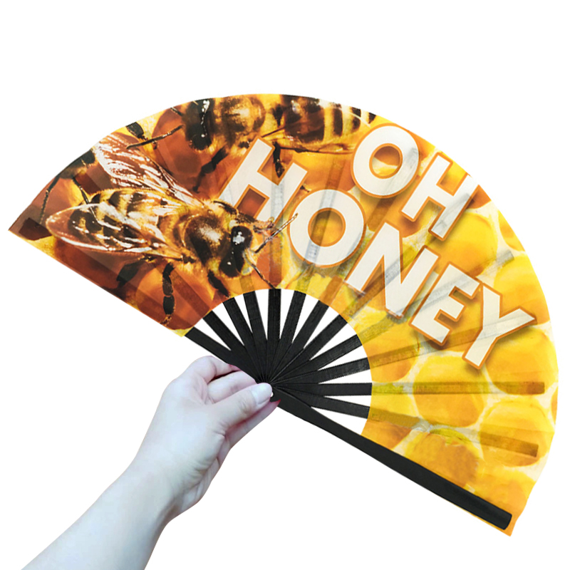 [I Am Your Fans]Large Nylon Cloth Customizable printed Handheld Folding Solid color fan