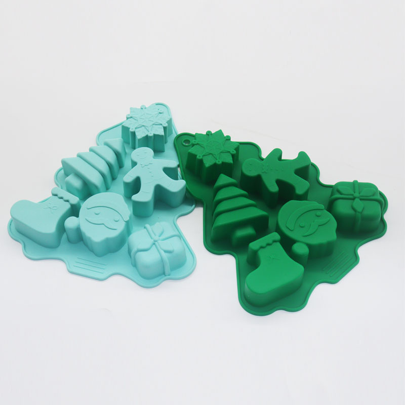 kitchen accessories Food Grade 6 Slot tree shape Silicone Cake Baking Mold for Christmas gift