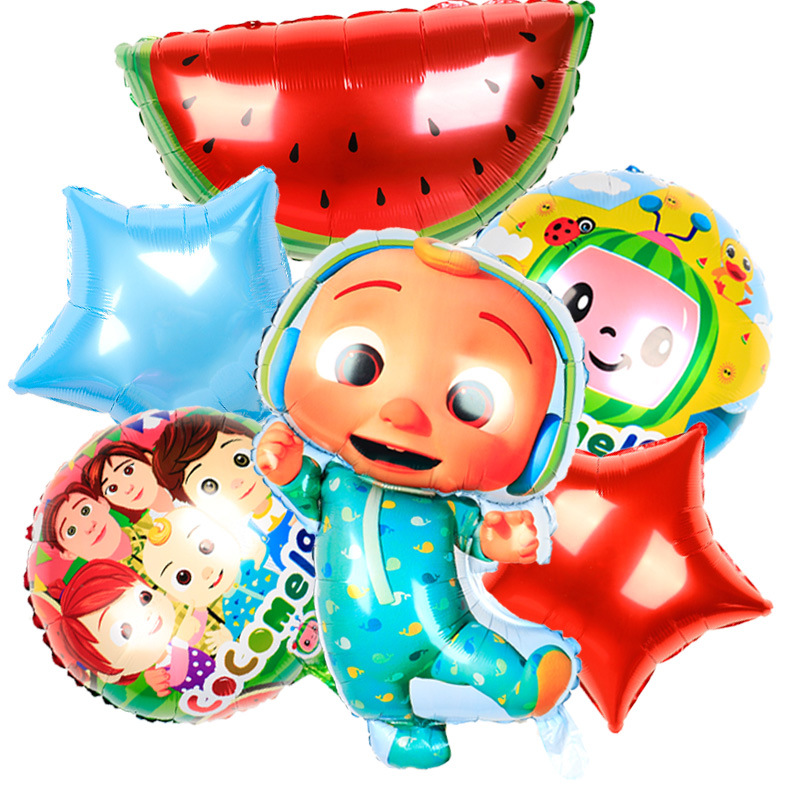 Cocomelon Theme Party Supplies Foil Balloon Child Birthday Party Decoration Coco Melon Balloon