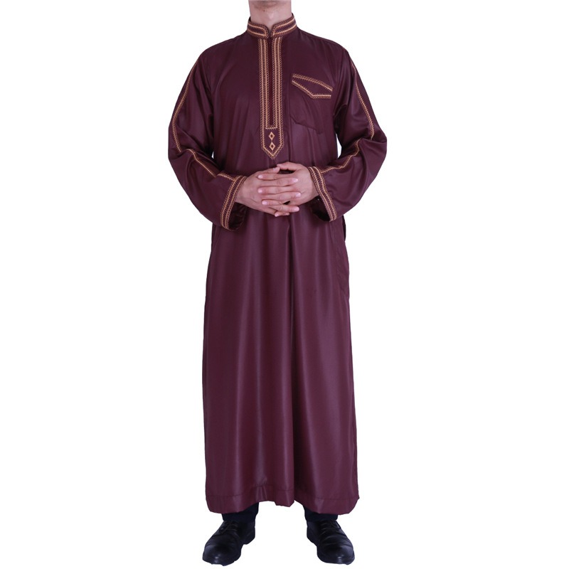 factory wholesale 2021 hot models Long Middle Eastern men's robe Nigerian style Islamic Arabian robe Stylish zipper up clothing