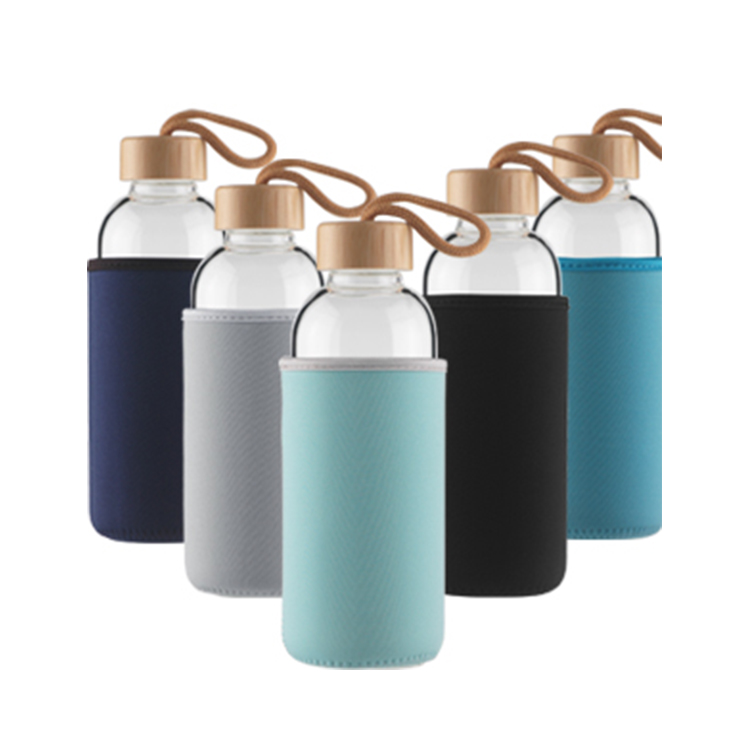 Borosilicate Glass Water Bottle tea cup with Leakproof and Protective Nylon Sleeve for Infuser