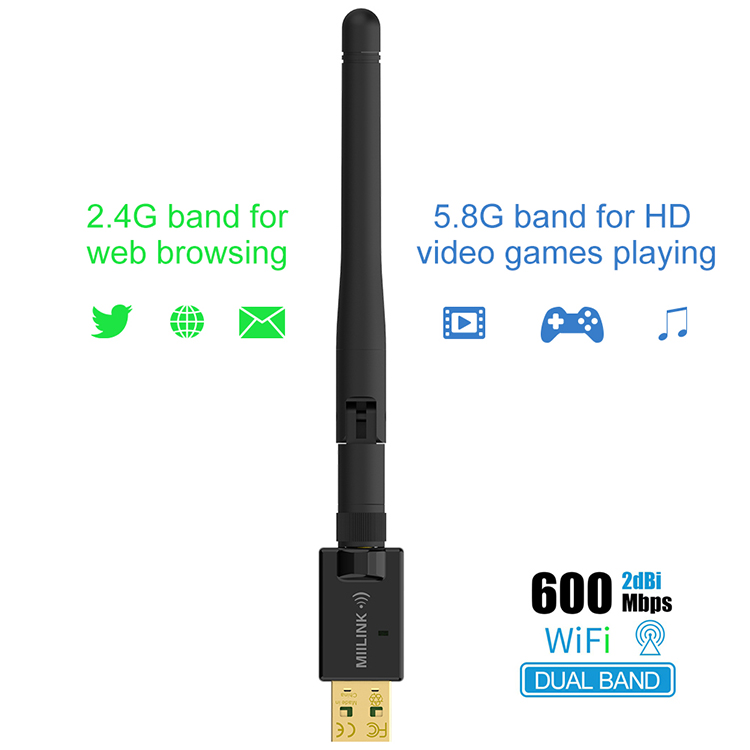 Мини Антенна 802.11a/b/g/n/ac сетевая Lan Карта Wi-Fi USB беспроводной адаптер Wifi приемник для ТВ/ПК/игр