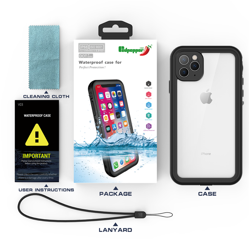 RedPepper IP68 водонепроницаемый чехол на весь корпус ударопрочный чехол в огненно-красную точку для iphone 11 12 pro для дайвинга чехлы для телефонов Встроенный протектор экрана