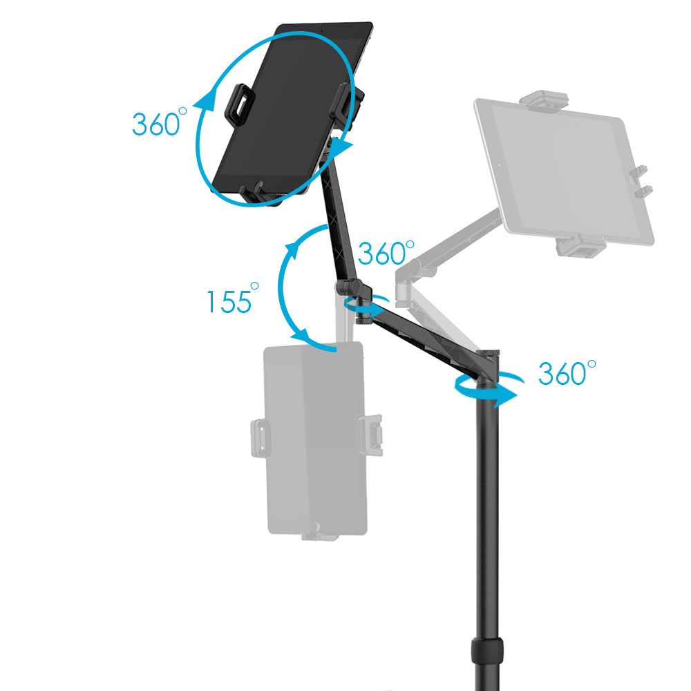 Smatree Ipad Android floor stand tablet phone holder Floor stand light for tablet 360 degree rotating