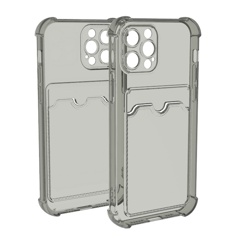 Amazon hot sell For iPhone 12 card slot phone case transparent anti-drop flexible tpu protective cover for iPhone 13