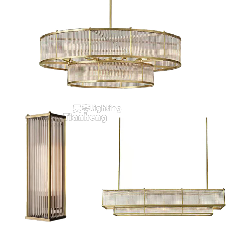 Luxury glass Chandelier modern led pendant lights for restaurant bronze clear glass pendant lamp