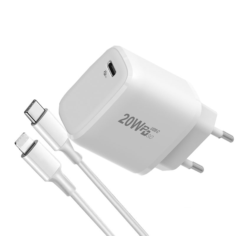 Сетевое зарядное устройство с кабелем для Apple iPhone 12 Pro max 11, 18/20 Вт, PD, USB Тип C, QC 3,0