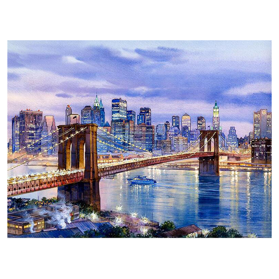 City Night Scenery 5D DIY Diamond Painting Full Square/Round Landscape Diamond Painting Kits Building Mosaic Wall Decor Artwork