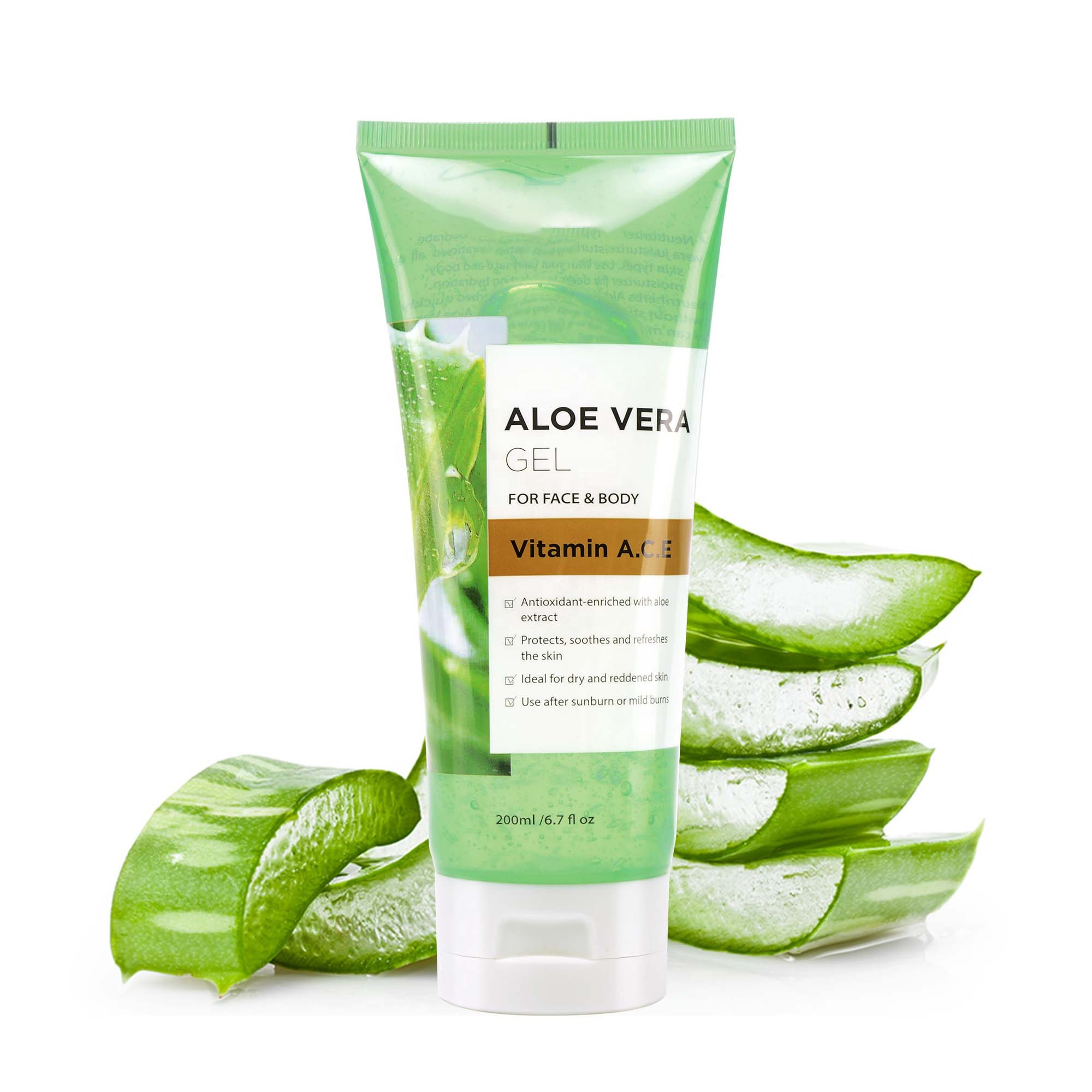 Natural organic skin care soothing repairing moisturizing aloe vera gel for face and body