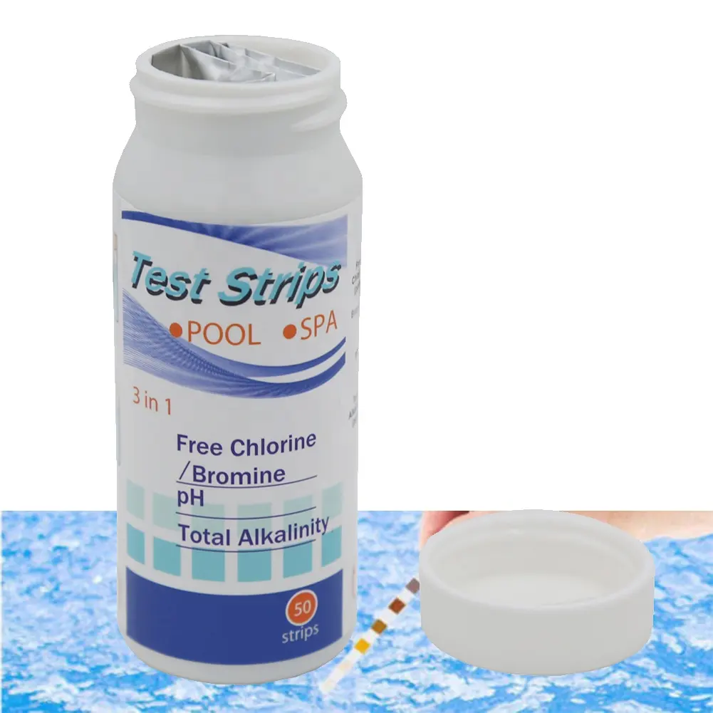 Amazon hot selling 50pcs 3 in 1 swimming pool test strips pool and spa water test strips
