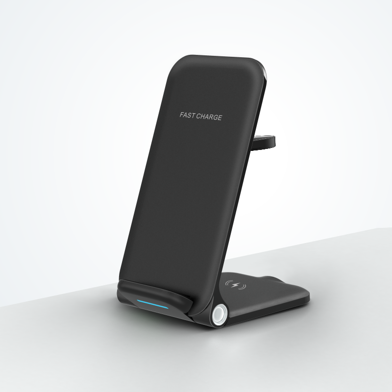 High quality CE ROHS FCC certification foldable 3 IN 1 universal phone wireless charger station support 15W Qi fast charging