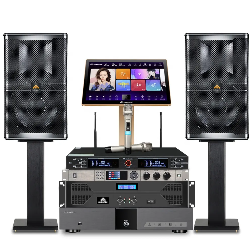 Professional KTV Karaoke Set 6T InAndon Karaoke System Machine with Speakers Microphones 4K HIFI Karaoke Player