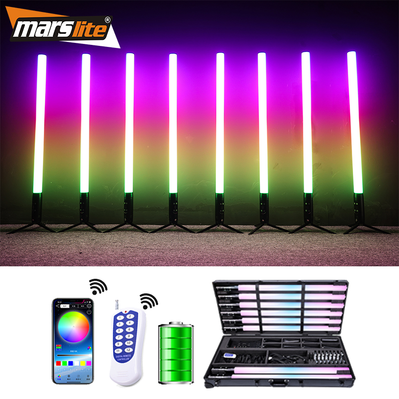 Wireless 360 Degree RGB LED Tube Light Outdoor DMX RGB Battery LED Pixel Tube Light Bar Stage Lights with Flight Case