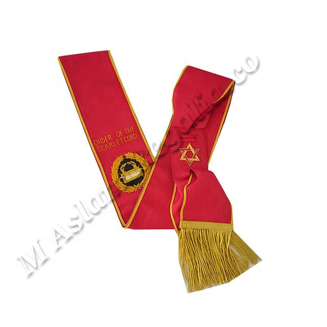 Hand embroidery red order of the Scarlet Cord sash and Collarette