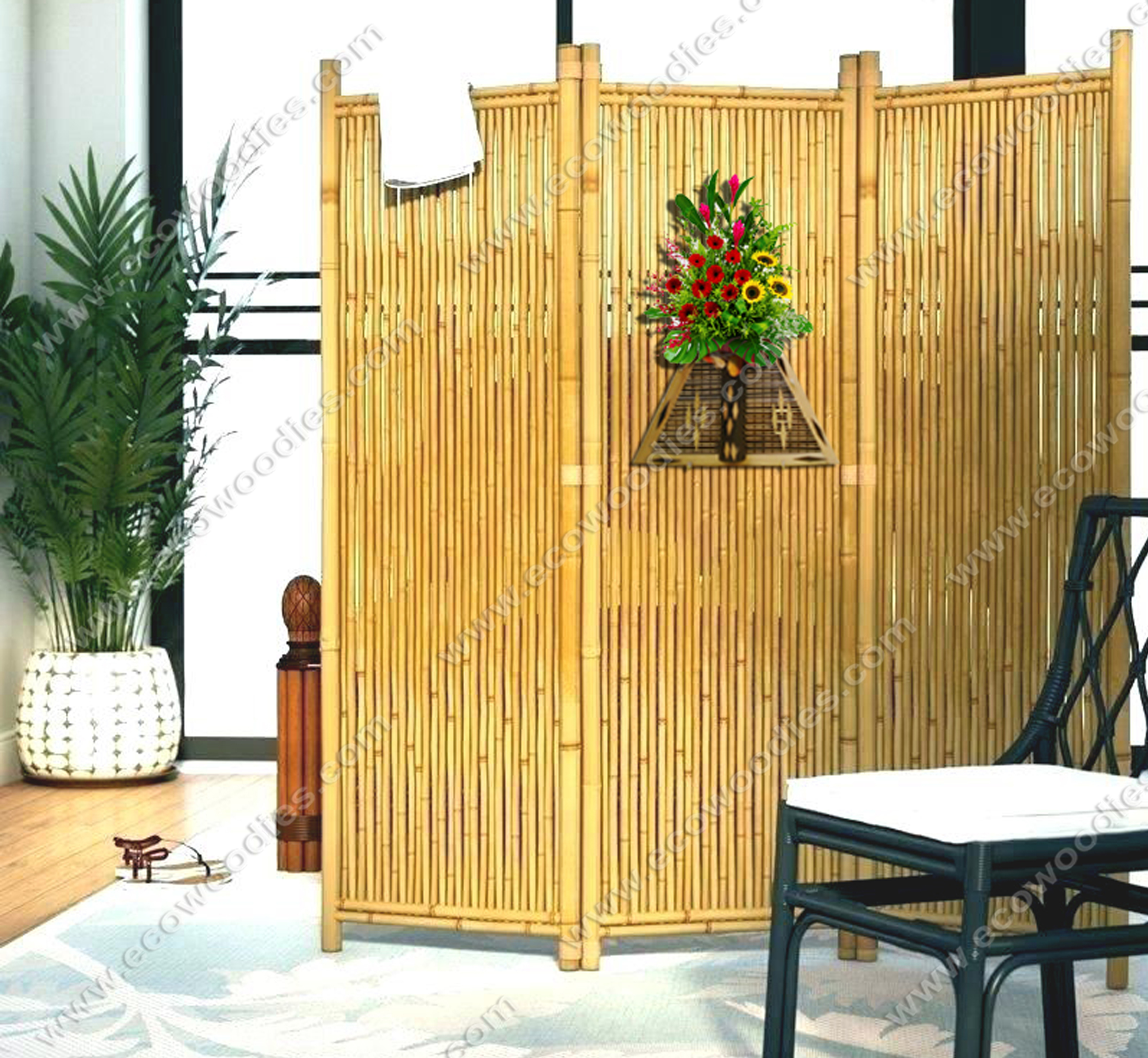eco friendly home decor flower vase wall mount made from bamboo for indoor office living room wholesale and bulk sale