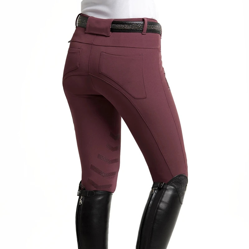 Good quality horse riding equestrian pants with belt loop burgundy breeches