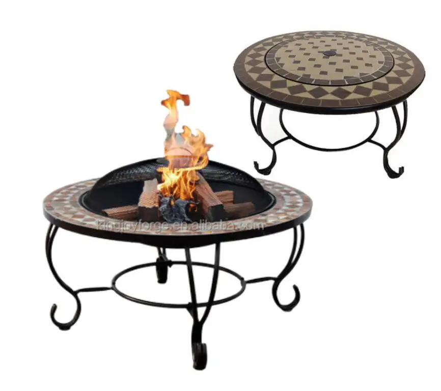 31.5 inch Outdoor Fire Pit Barbecue Grill Furniture Round Table BBQ Garden fireplace