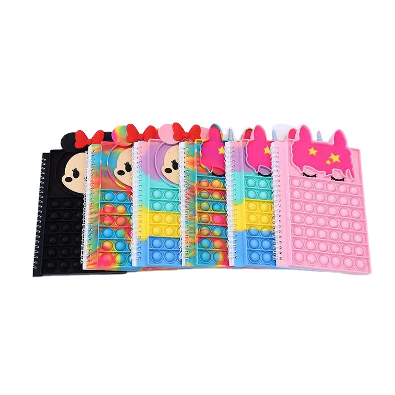Cartoon 40 Pages A5 College Ruled Paper Pop Bubble Notebook, Fidget Toy Stress Release Notebook for School Home College Office