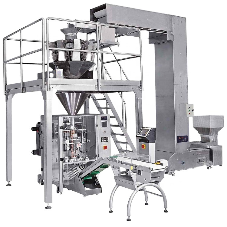 High accuracy biscuit pet food bags packaging machine with multihead combined weigher automatic packaging machine system