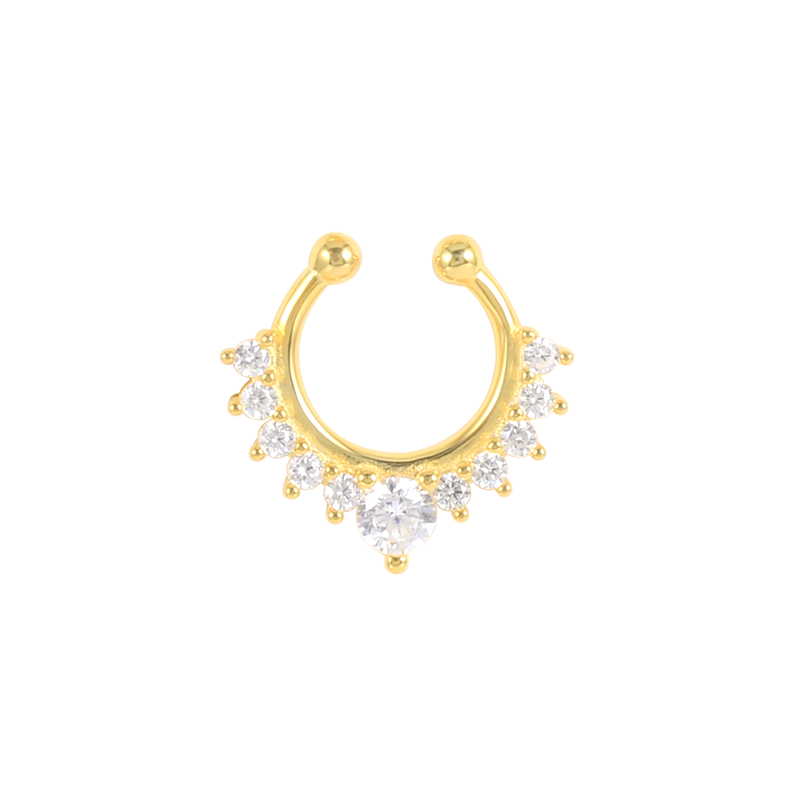 ROXI 8mm diamond decoration nose rings indian zincon silver hoop none piercing nose ring