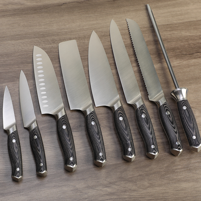 Tuobituo Professional Chef Knife Kit Sharp 8Pcs Kitchen Cooking German 1.4116 High Carbon Stainless Steel Knives Set For Kitchen