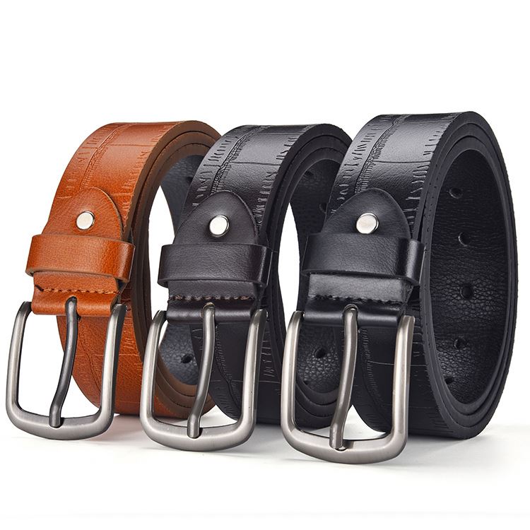 Professional manufacture custom men crocodile leather belt good quality pin buckle belt