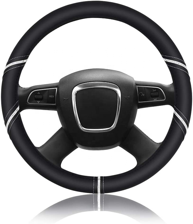 Оплетка рулевого колеса QCI004 Eather, 37-38 см, Автомобильное рулевое колесо для Audi Honda Renault