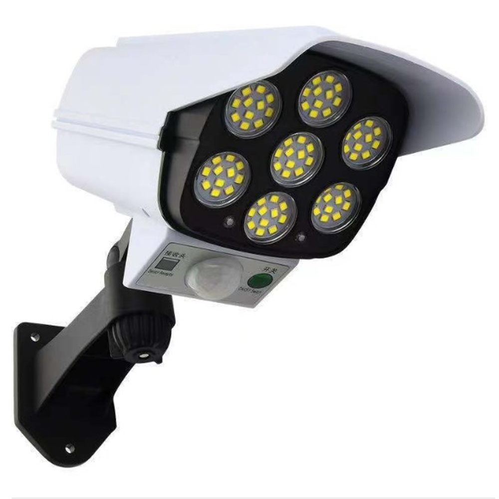 Датчик двери солнечной камеры 77 LED симуляцией, мониторинг безопасности освещение Солнечный датчик движения настенный светильник на открытом воздухе
