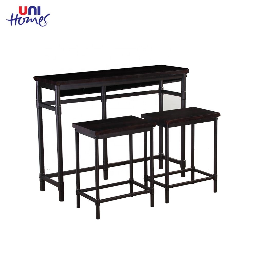 Cheap Metal Wood Counter Height Dining Bar Table Set