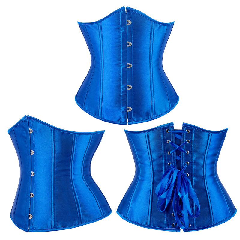 Hot Sale Waist Trainer shany Satin Underbust Waist Slimming Bridal Corset With 14 plastic Bones Blue