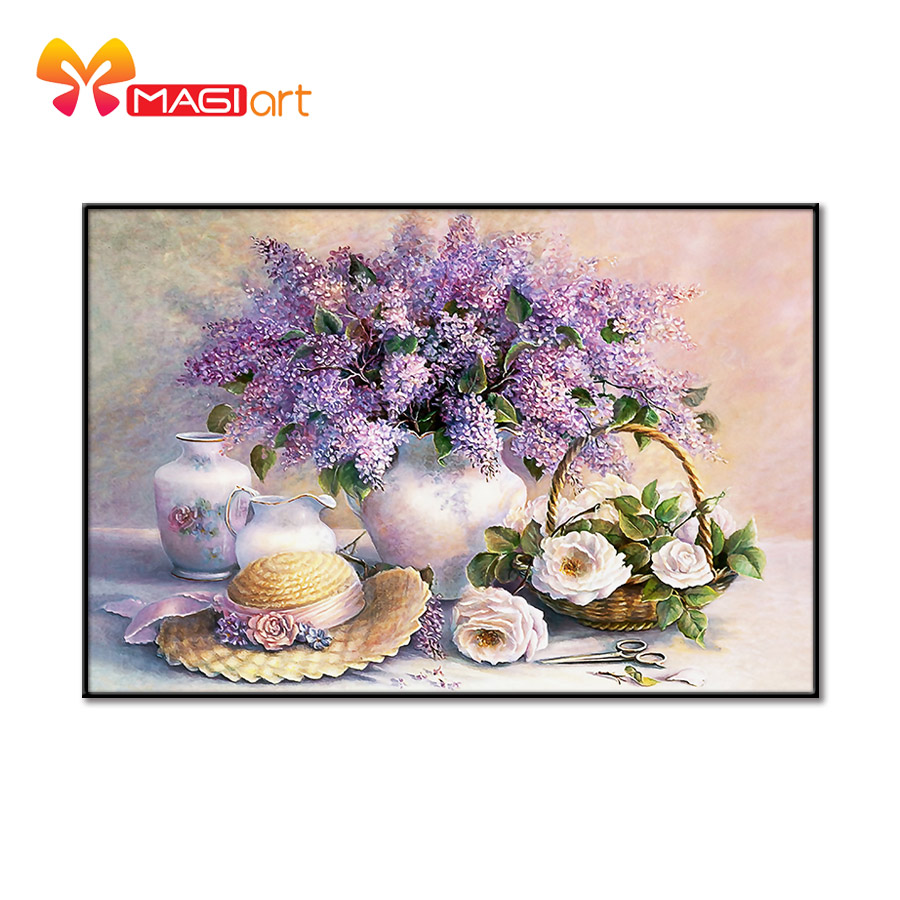 Embroidery DIY Needlework Counted Set for Home Decoration Patterns flowers NCMF213