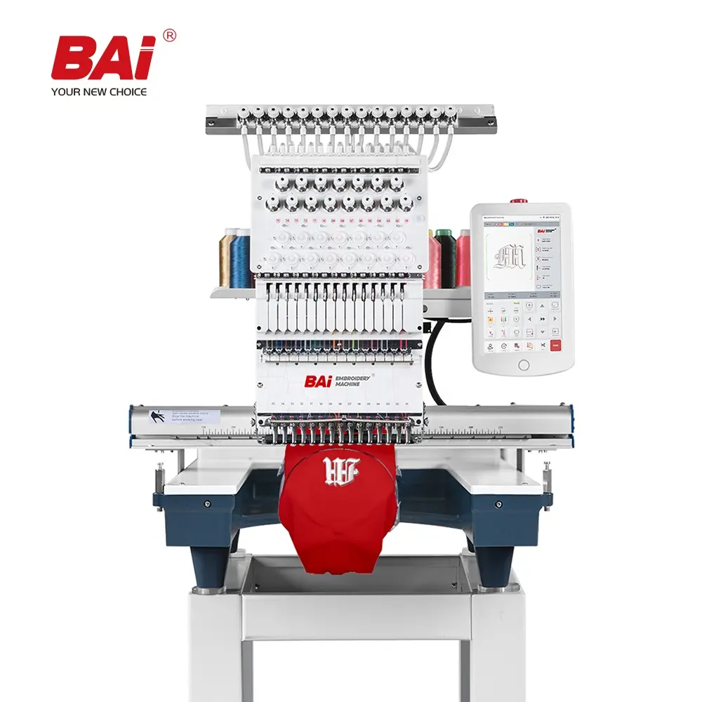 BAI 12/15 needles single head high quality industrial computerized tshirt embroidery machine for sale