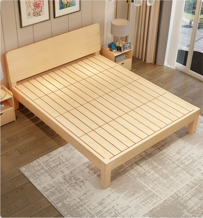 Factory direct sale all solid wood single bed simple modern economical double bed