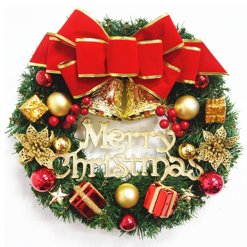 Wholesale 2022 artificial christmas door ball tree diy wreath decor green large Decoration ornament