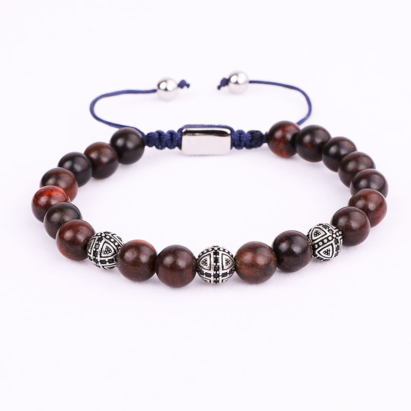 Новый дизайн деревянные бусины CZ Pave Cross Ball шарик макраме браслет для женщин и мужчин