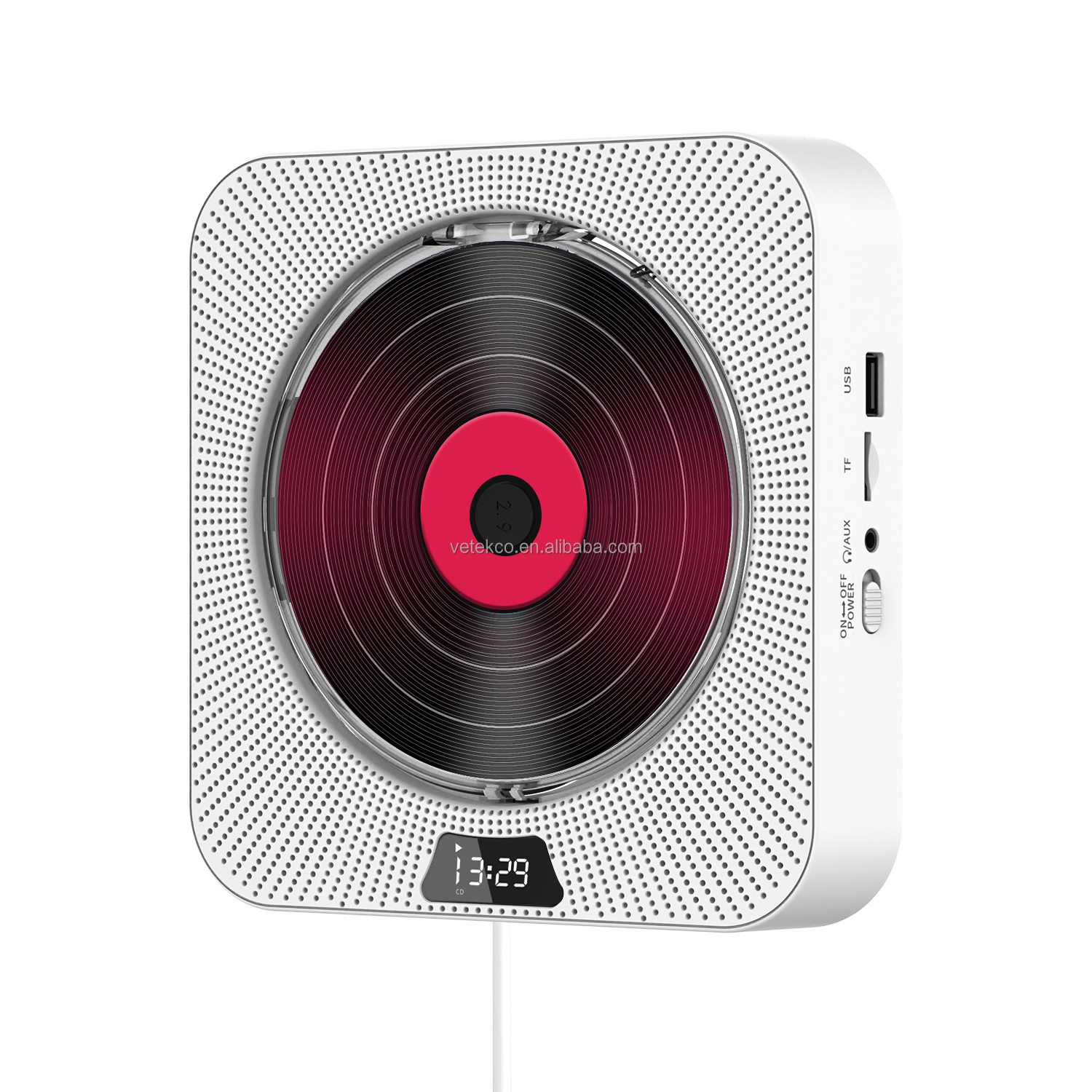 CD-плеер с Bluetooth, настенный музыкальный проигрыватель CD, домашний аудиоплеер с пультом дистанционного управления, FM-радио, встроенные HiFi-динамики