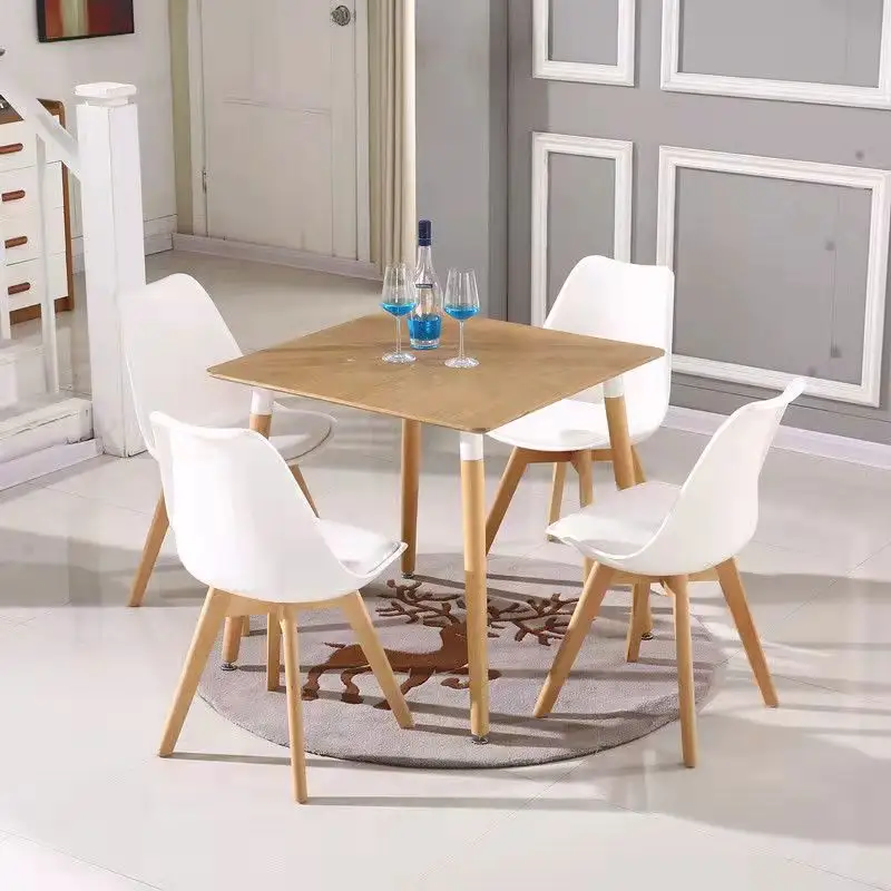 Modern dining room 4 seater square wood Plastic american style dining table sets