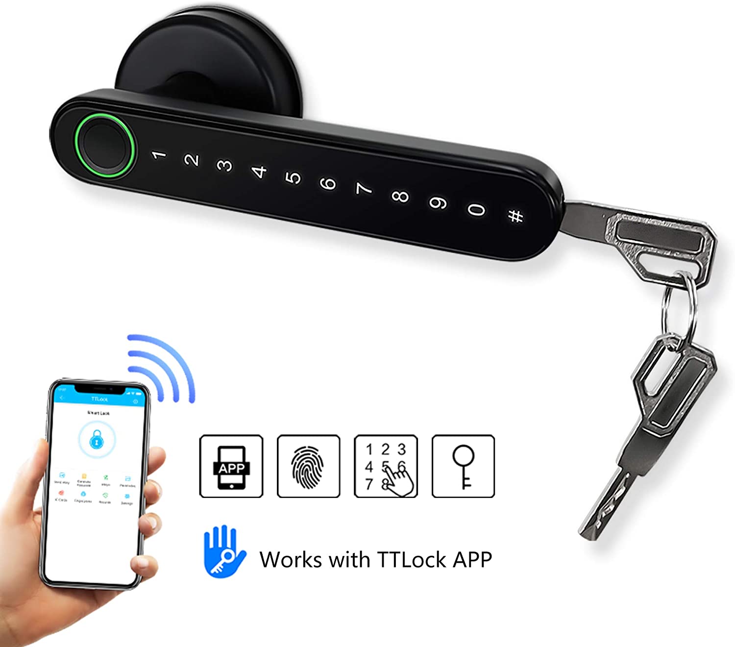 Zibee Wi-Fi ttlock tuya управление через приложение на телефоне отпечаток пальца дистанционное управление Умная Ручка замок с ключом