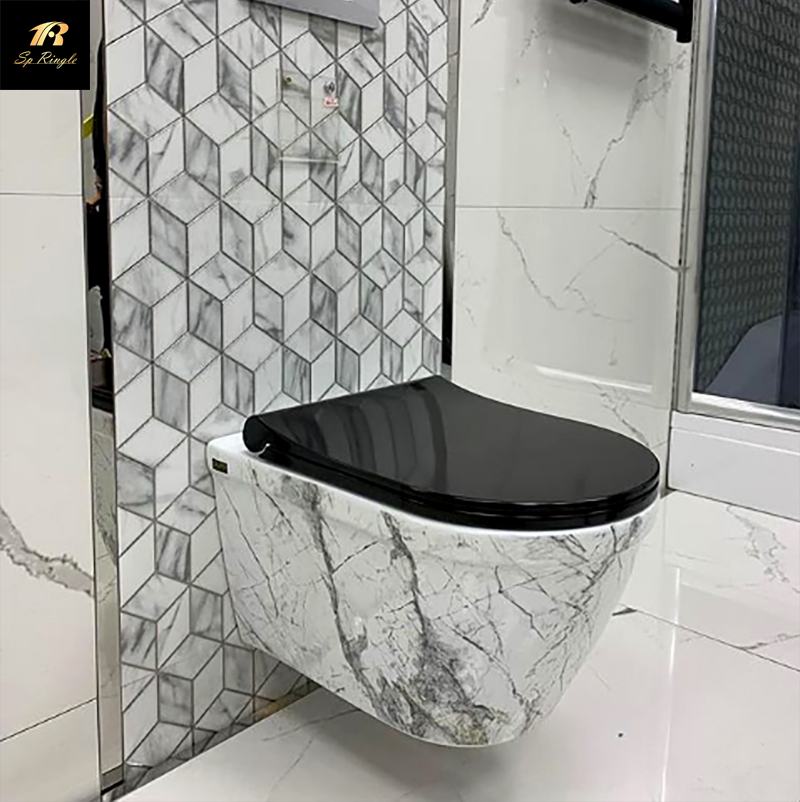 China high quality urinal buffer cleaning black and white toilet bowl ceramic wall hanging marble toilet