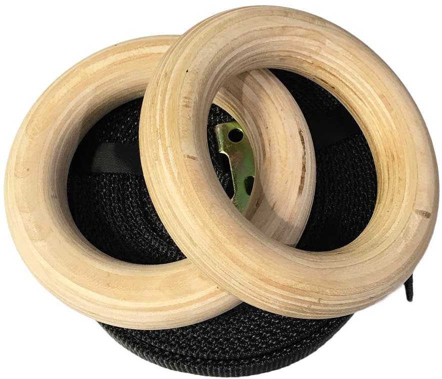 durable wooden exercise fitness training gym rings