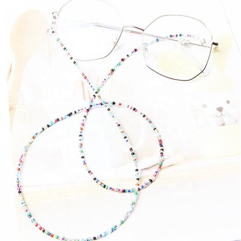 Metal glasses chain glasses chain with small beads silicone glasses clip