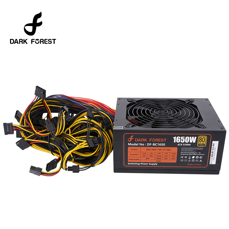Темный лес DF-BC1650, блок питания ATX 1650W блок питания Поддержка 8 видеокарт, активный PFC 1650 Вт блок питания для Multi-GPU машина