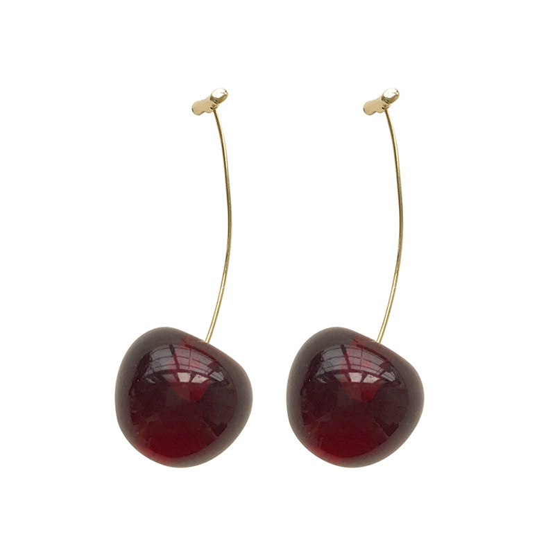 ED89456 Korean trendy gold plated women jewelry acrylic resin big cherry drop earring