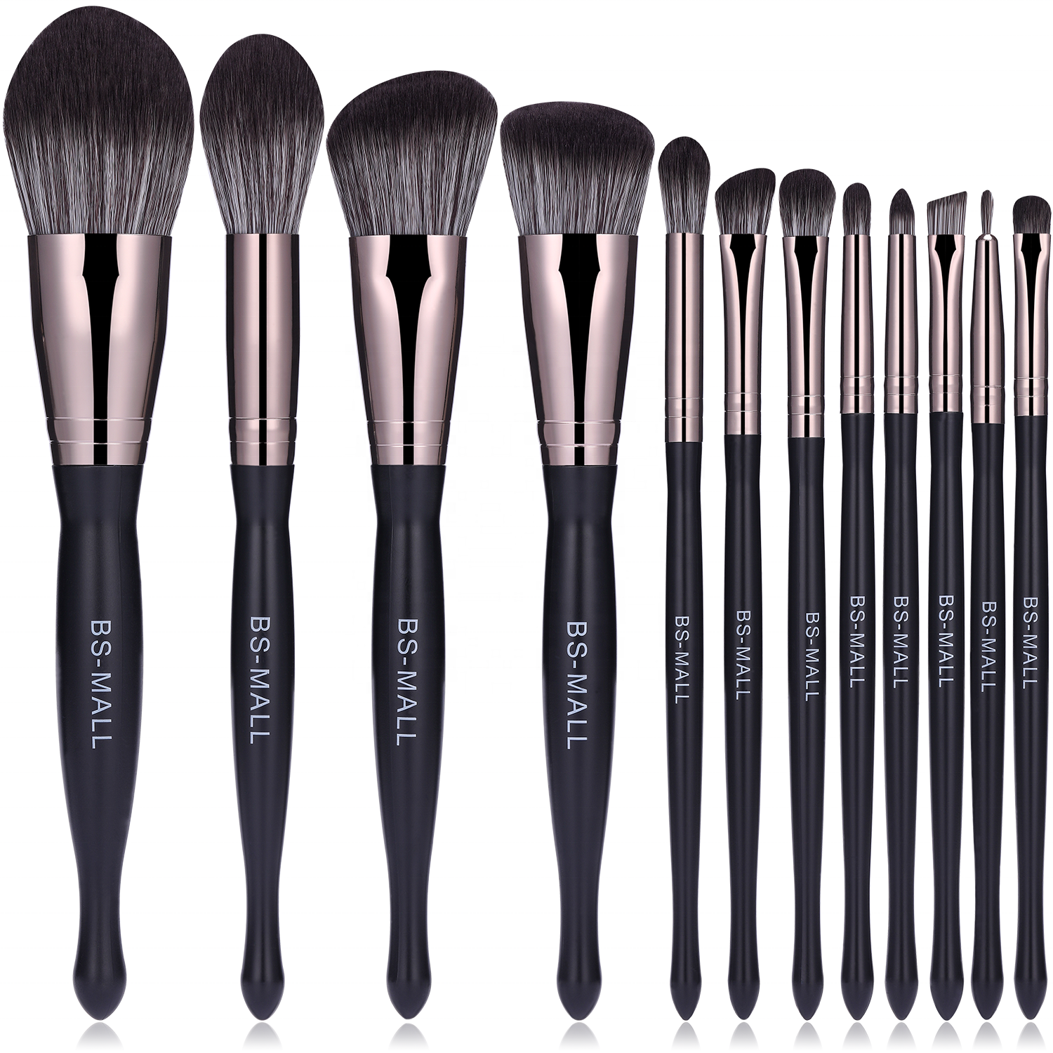 BS-MALL pincel maquiagem 2020 black oem 12pcs travel makeup brush kit custom logo